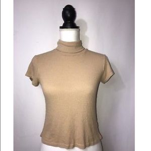Brandy Melville Short Sleeve Beige Turtleneck